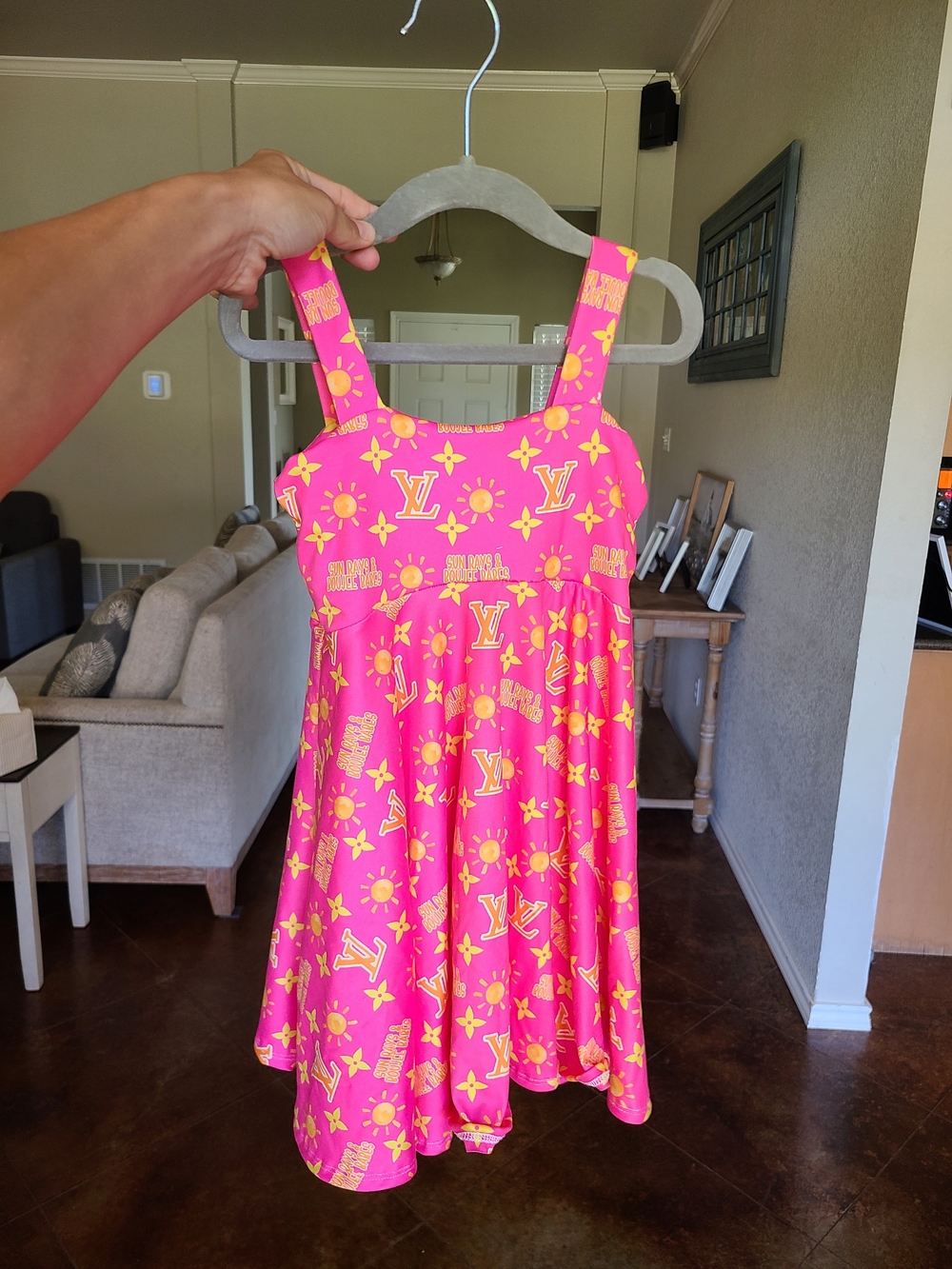 Pink Logo Print Sleeveless Dress